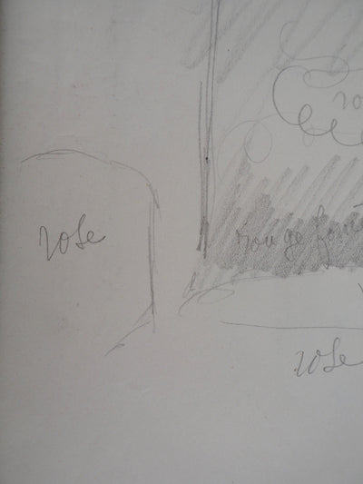 Marie LAURENCIN : Etude de coulissé, 1953 - Dessin (détail)
