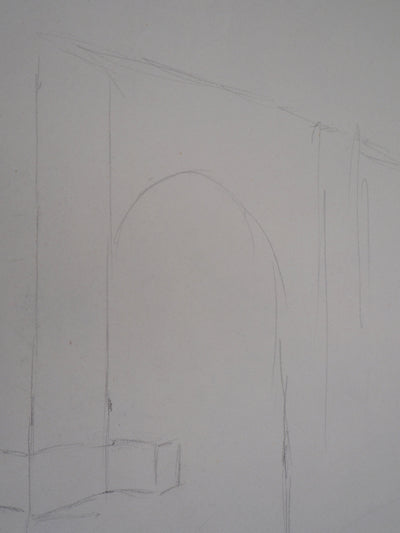 Marie LAURENCIN : Etude d'édifice, 1953 - Dessin (détail)