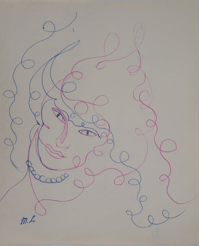 Marie LAURENCIN : Femme aux perles, 1953 - Dessin