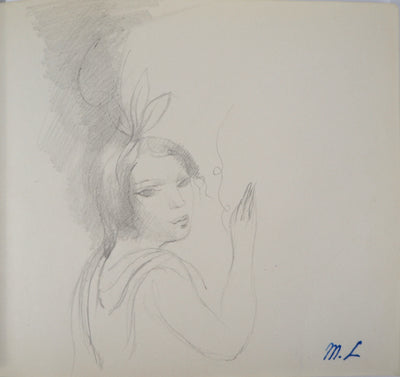 Marie LAURENCIN : Fille au nœud  - Dessin