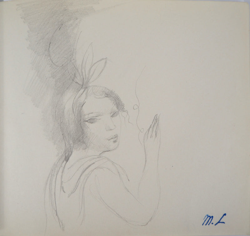 Marie LAURENCIN : Fille au nœud  - Dessin