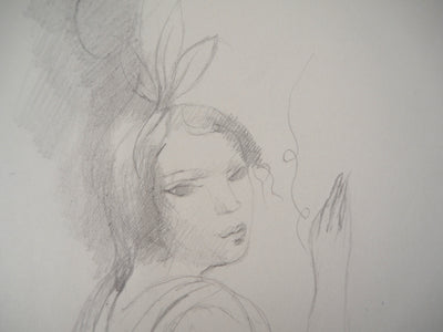 Marie LAURENCIN : Fille au nœud  - Dessin (détail)