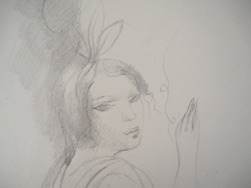 Marie LAURENCIN : Fille au nœud  - Dessin (détail)