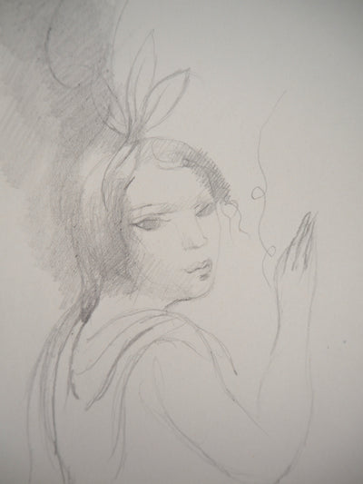 Marie LAURENCIN : Fille au nœud  - Dessin (détail)