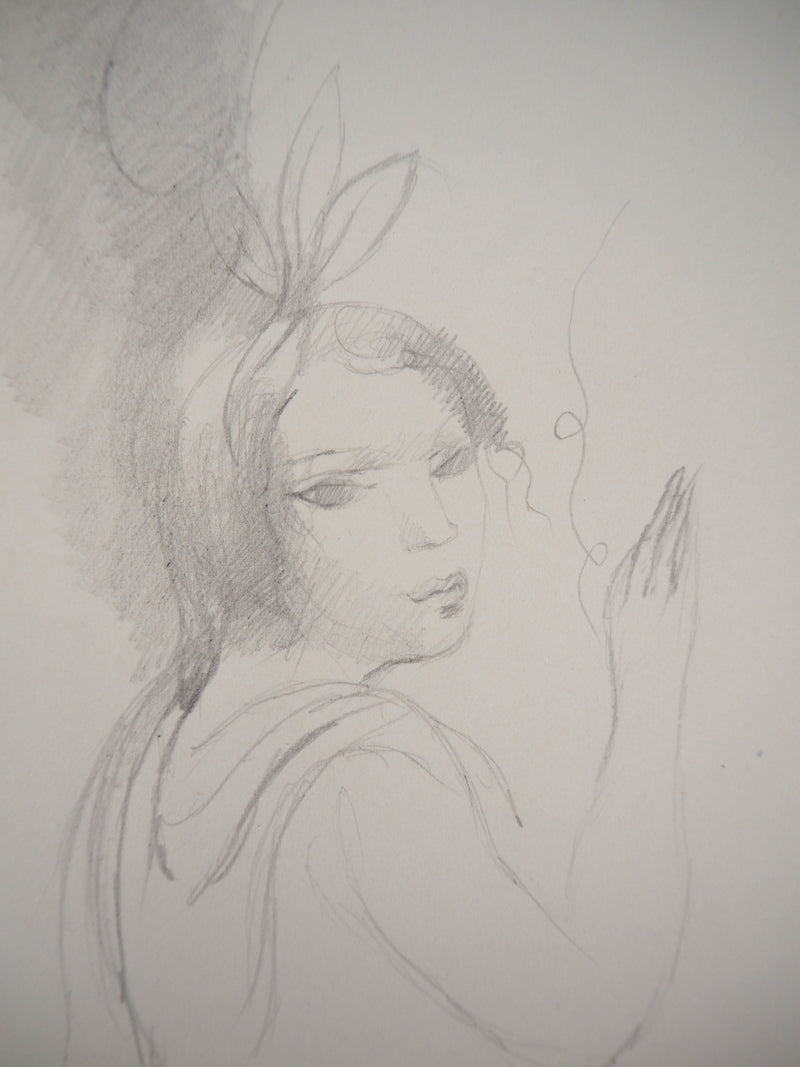 Marie LAURENCIN : Fille au nœud  - Dessin (détail)