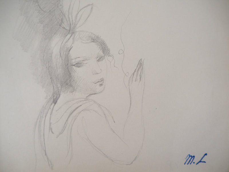 Marie LAURENCIN : Fille au nœud  - Dessin (détail)