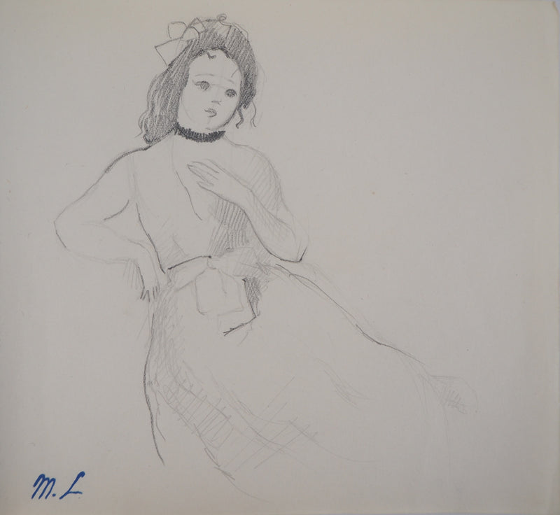 Marie LAURENCIN : Fille en robe - Dessin