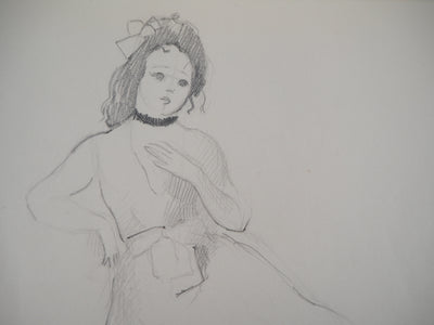 Marie LAURENCIN : Fille en robe - Dessin (détail)