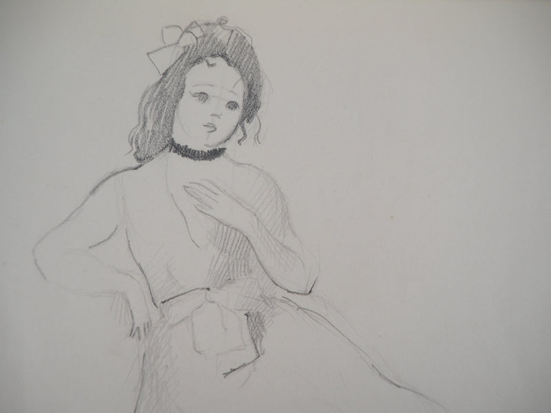 Marie LAURENCIN : Fille en robe - Dessin (détail)