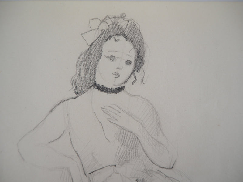Marie LAURENCIN : Fille en robe - Dessin (détail)