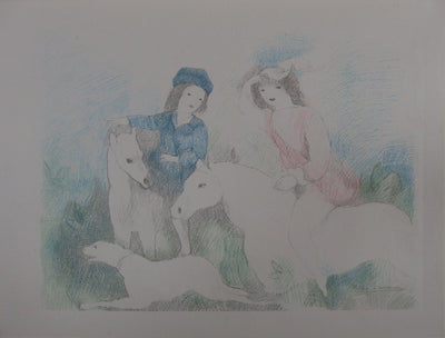 Marie LAURENCIN : Jeunes filles à cheval (1928) - Lithographie