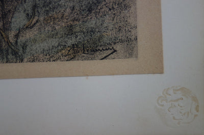 A. LAURENS : Le bain des nymphes - Lithographie (détail)