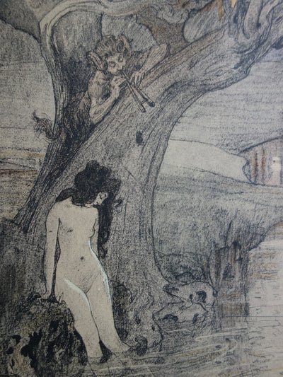 A. LAURENS : Le bain des nymphes - Lithographie (détail)