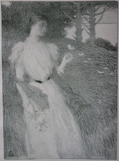Ernest LAURENT : Soir d'octobre - Lithographie (détail)