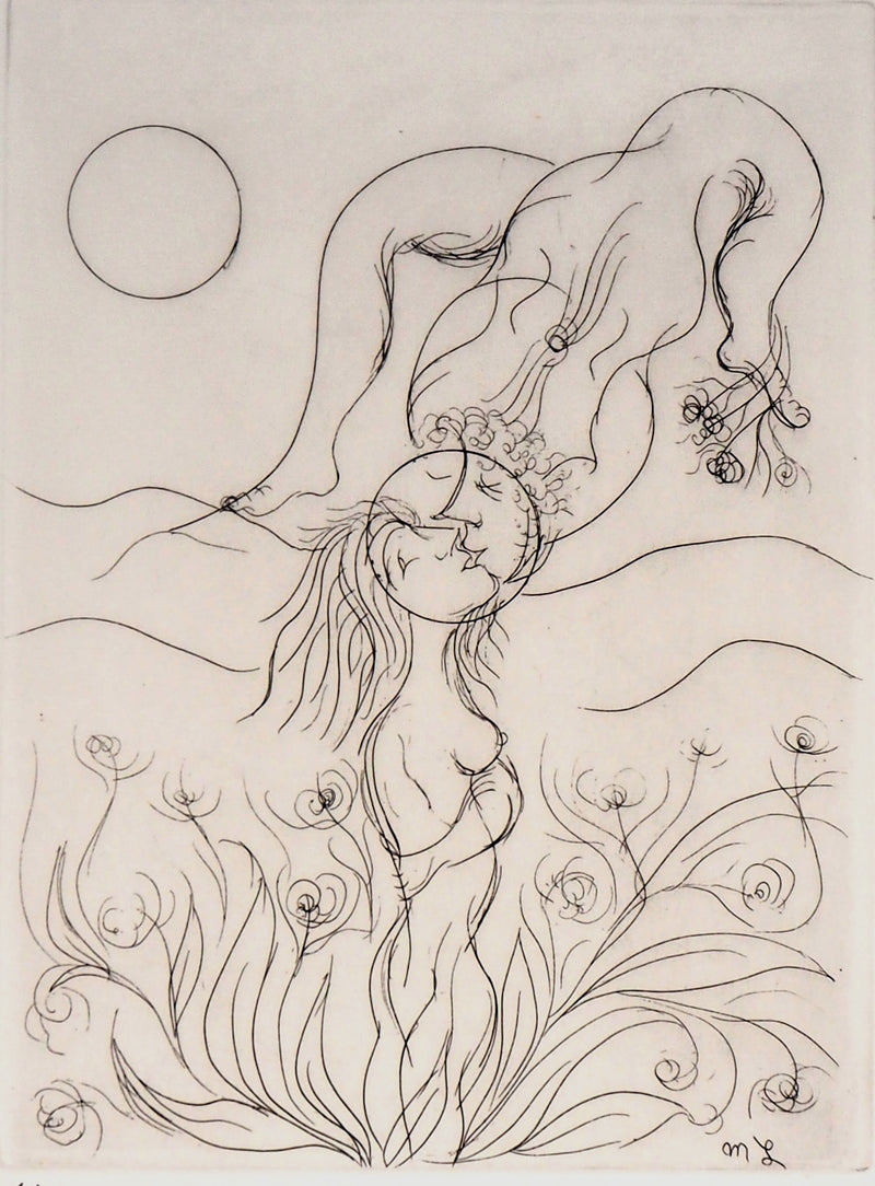 Meyer LAZAR : Cantique des Cantiques, Amoureux dans un champ de roses, Gravure originale (photo de détail 2) - Crédit photo : Galerie Art.Paris