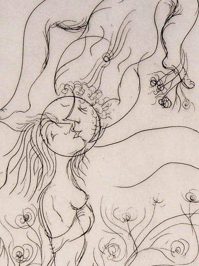 Meyer LAZAR : Cantique des Cantiques, Amoureux dans un champ de roses, Gravure originale (photo de détail 5) - Crédit photo : Galerie Art.Paris