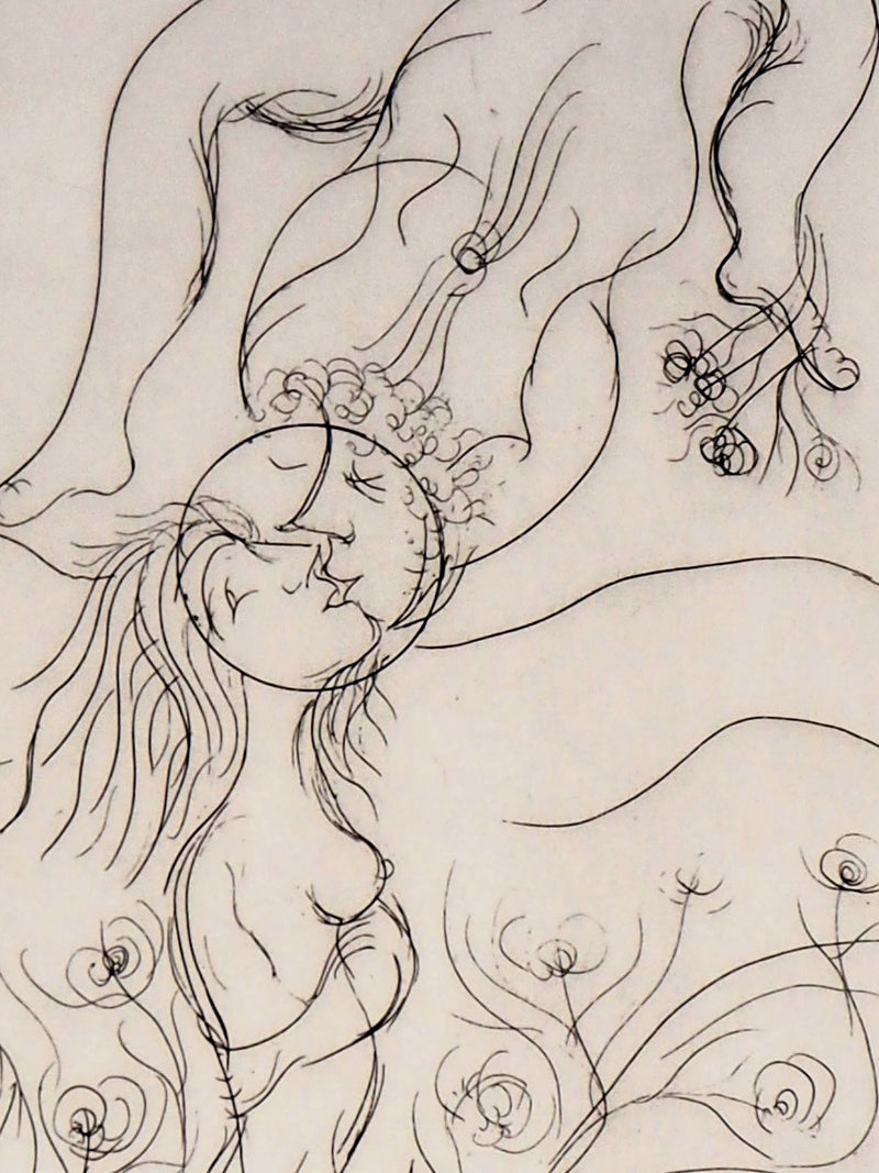 Meyer LAZAR : Cantique des Cantiques, Amoureux dans un champ de roses, Gravure originale (photo de détail 5) - Crédit photo : Galerie Art.Paris