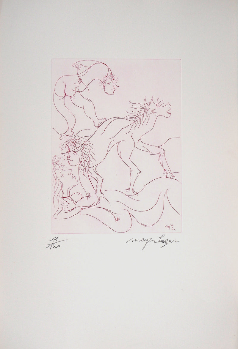 Meyer LAZAR : Cantique des Cantiques, Les acrobates amoureux, 1974 - Lithographie