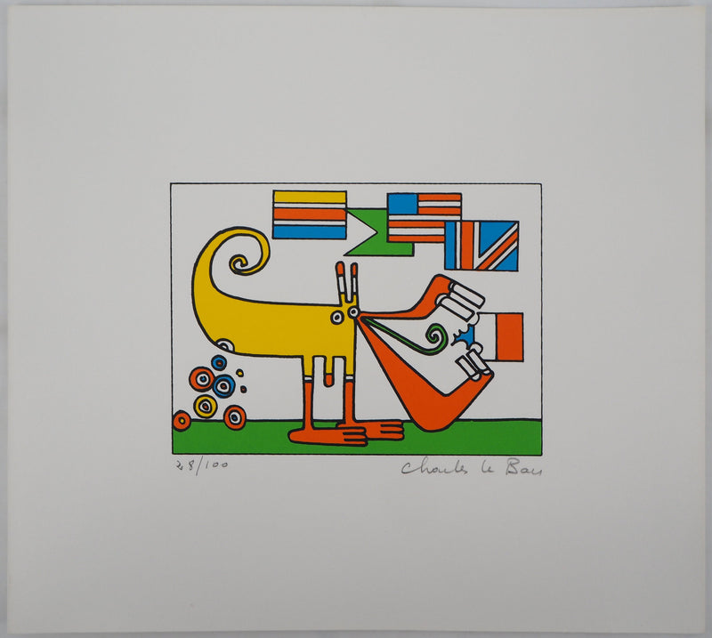 Charles LE BARS : Le mangeur de drapeaux - Sérigraphie (détail)