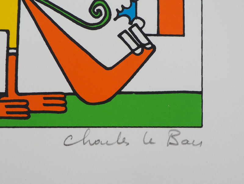 Charles LE BARS : Le mangeur de drapeaux - Sérigraphie (détail)