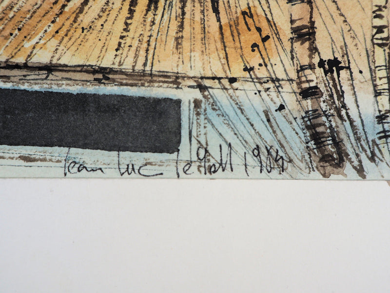 Jean Luc LE GALL : Le moulin en Picardie, 1984 - Aquarelle (détail)