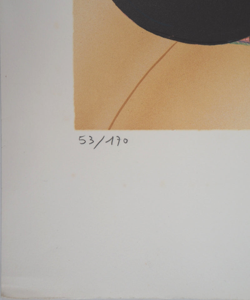 Linda LE KINFF : Femme aux fleurs - Lithographie (détail)