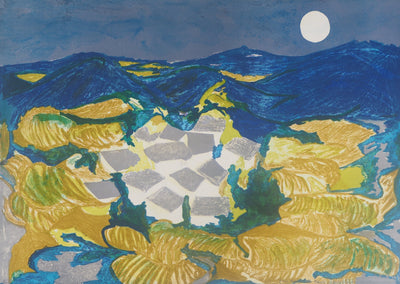 Linda LE KINFF : Hameau au clair de lune - Lithographie