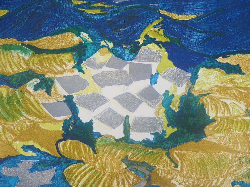 Linda LE KINFF : Hameau au clair de lune - Lithographie (détail)