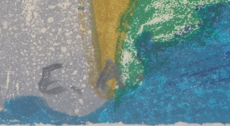Linda LE KINFF : Hameau au clair de lune - Lithographie (détail)