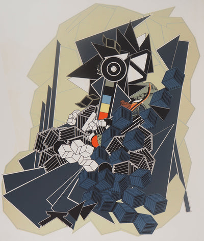 Alain LE YAOUANC : Monutens - Lithographie (détail)