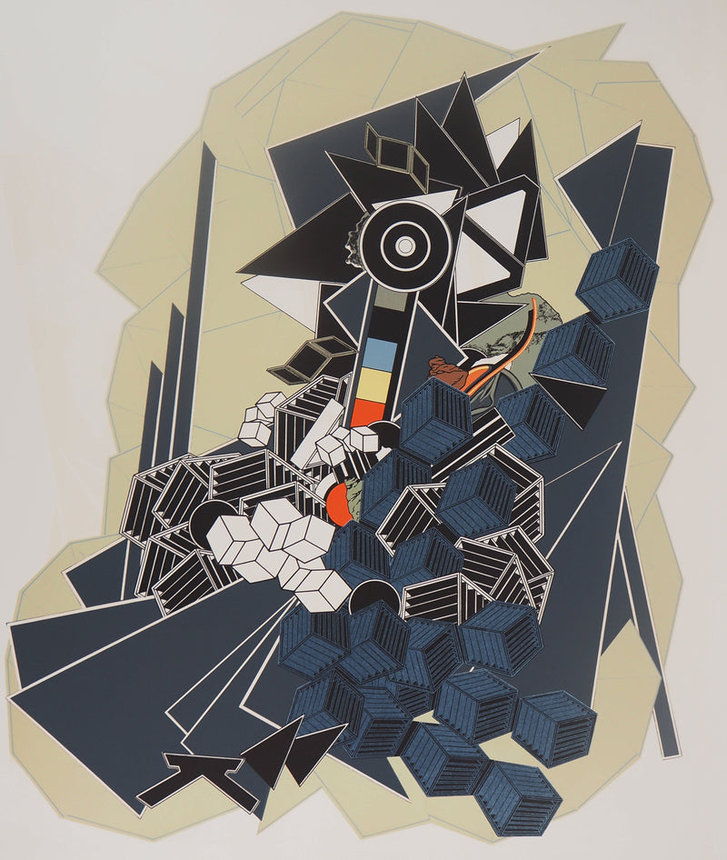 Alain LE YAOUANC : Monutens - Lithographie (détail)