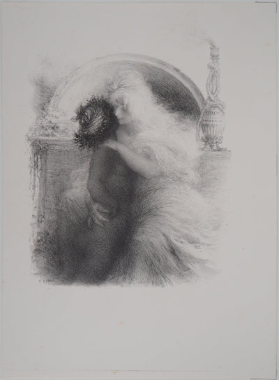 Charles LEANDRE : Tendresse - Lithographie (détail)