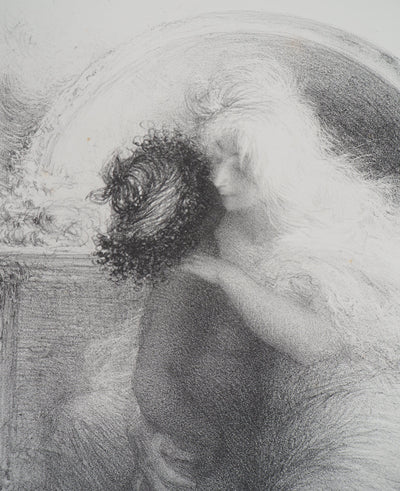 Charles LEANDRE : Tendresse - Lithographie (détail)