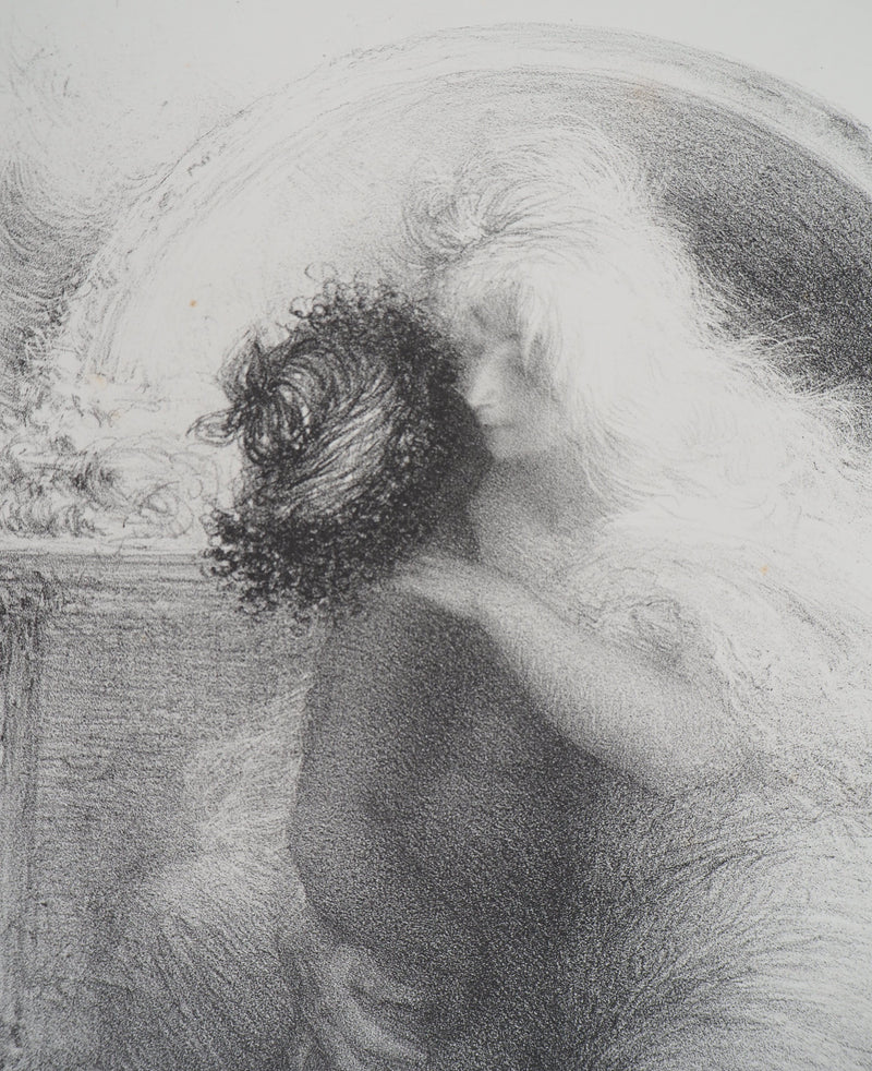 Charles LEANDRE : Tendresse - Lithographie (détail)