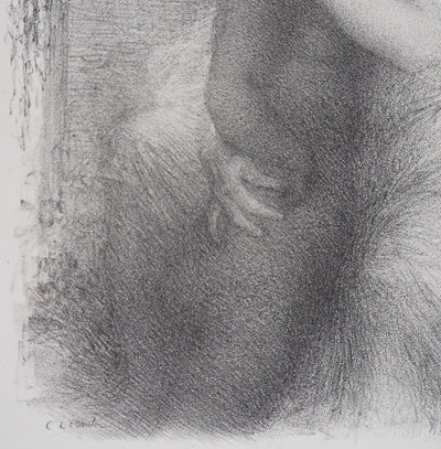 Charles LEANDRE : Tendresse - Lithographie (détail)