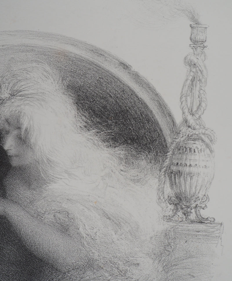 Charles LEANDRE : Tendresse - Lithographie (détail)