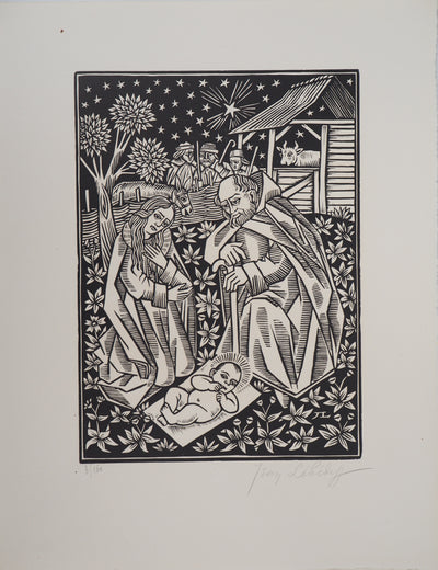 Jean LEBEDEFF : Nativité, 1926 - Gravure sur bois (détail)