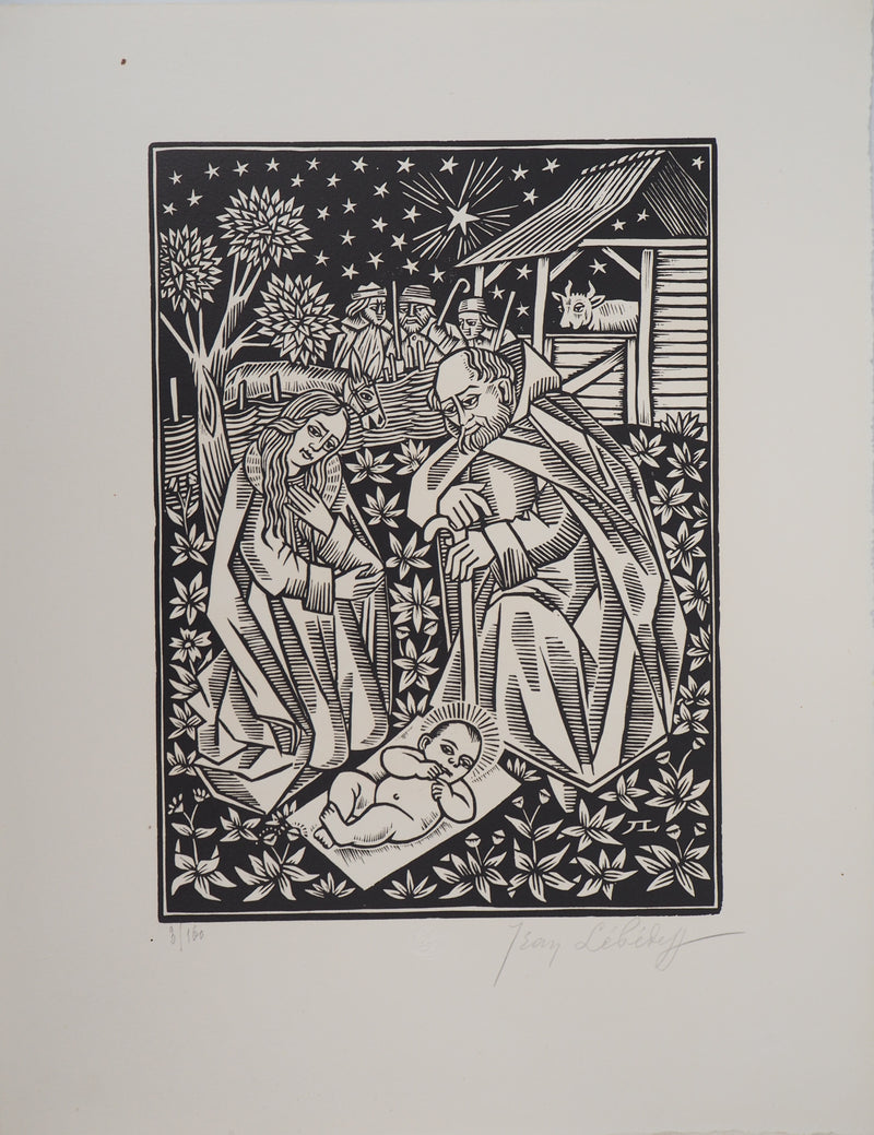Jean LEBEDEFF : Nativité, 1926 - Gravure sur bois (détail)