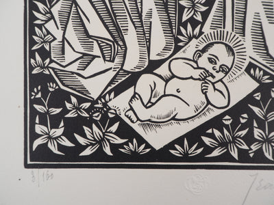 Jean LEBEDEFF : Nativité, 1926 - Gravure sur bois (détail)