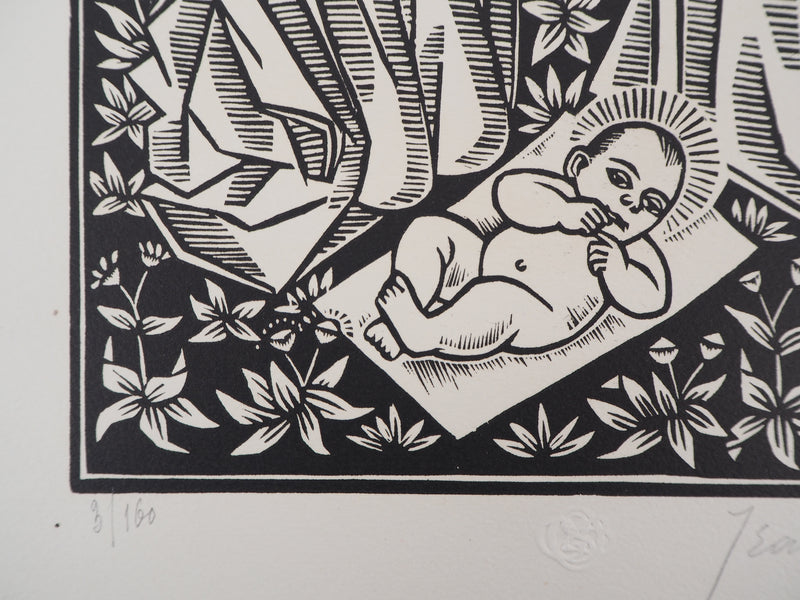 Jean LEBEDEFF : Nativité, 1926 - Gravure sur bois (détail)