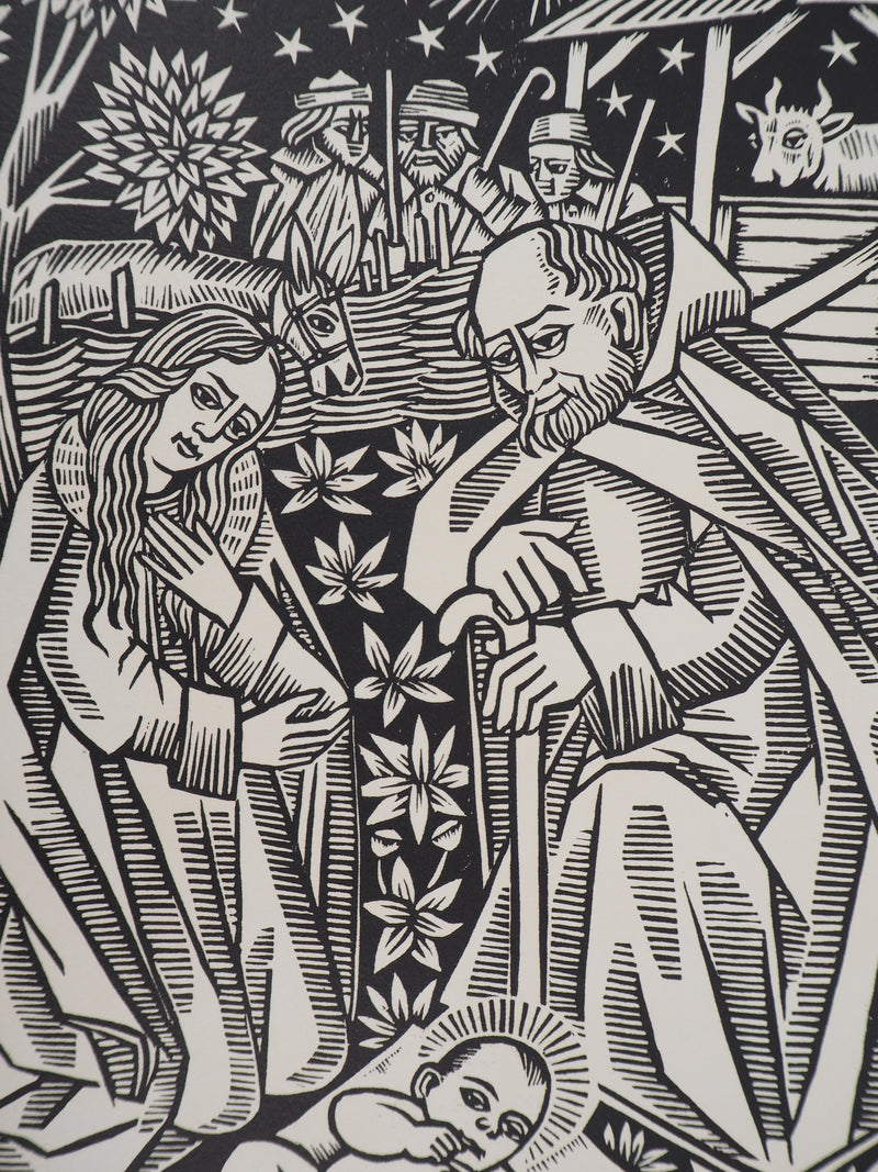 Jean LEBEDEFF : Nativité, 1926 - Gravure sur bois (détail)