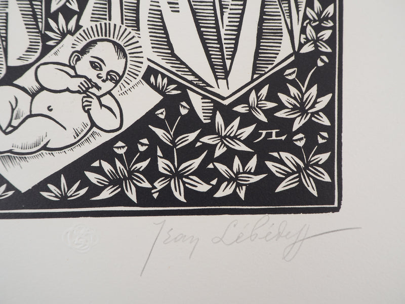 Jean LEBEDEFF : Nativité, 1926 - Gravure sur bois (détail)