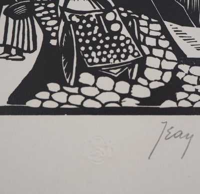 Jean LEBEDEFF : Vieux Paris. Rue de la Montagne-Sainte-Geneviève, 1924 - Gravure sur bois (détail)