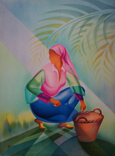 Janick LEDERLE : La cueillette - Lithographie