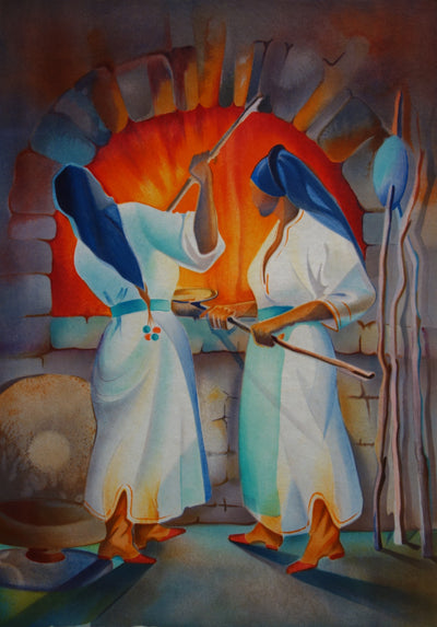 Janick LEDERLE : Femmes de Mykonos - Lithographie (détail)