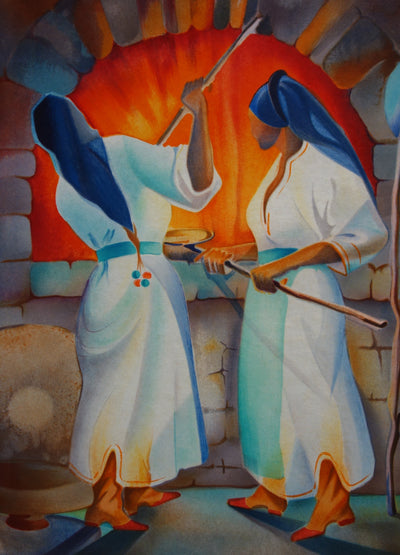 Janick LEDERLE : Femmes de Mykonos - Lithographie (détail)