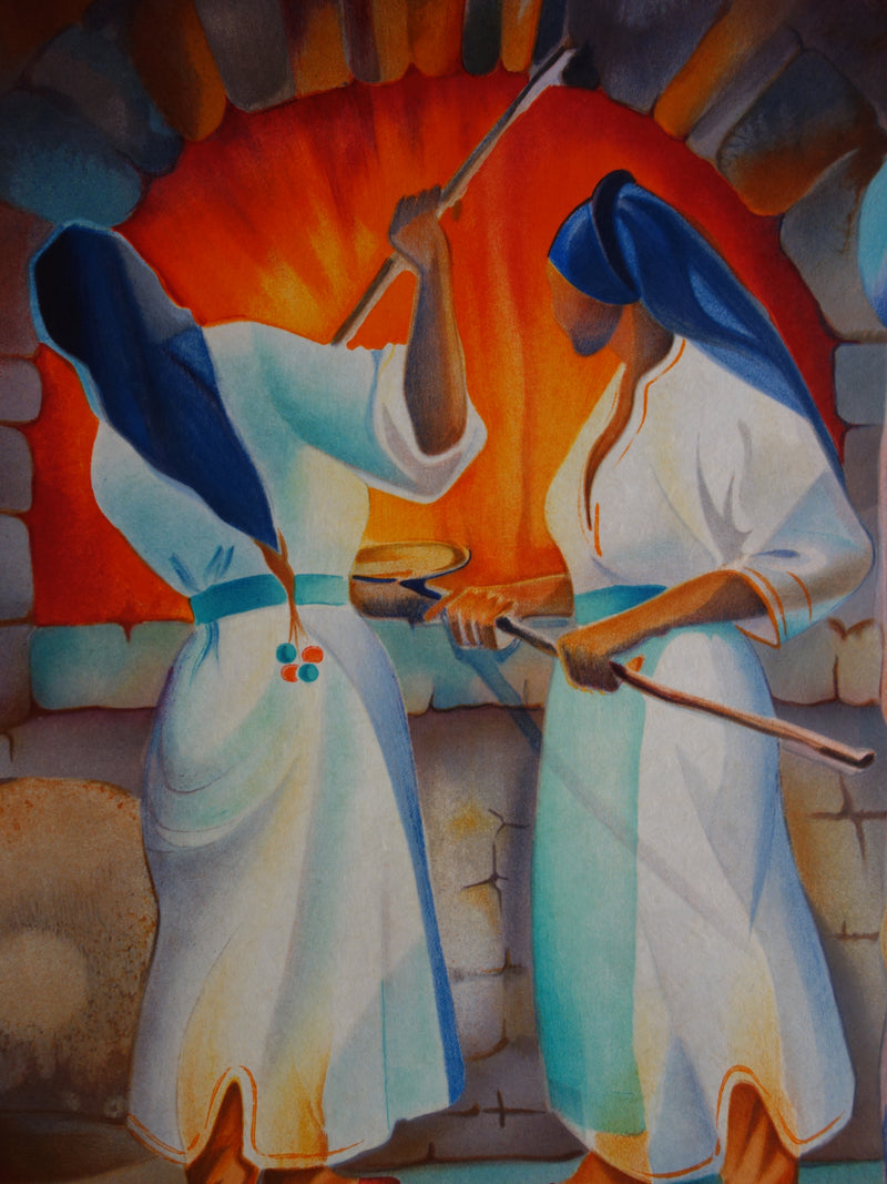 Janick LEDERLE : Femmes de Mykonos - Lithographie (détail)