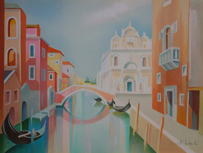 Janick LEDERLE : Gondoles à Venise - Lithographie
