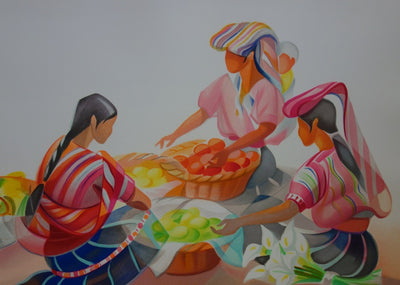 Janick LEDERLE : Marché coloré - Lithographie (détail)