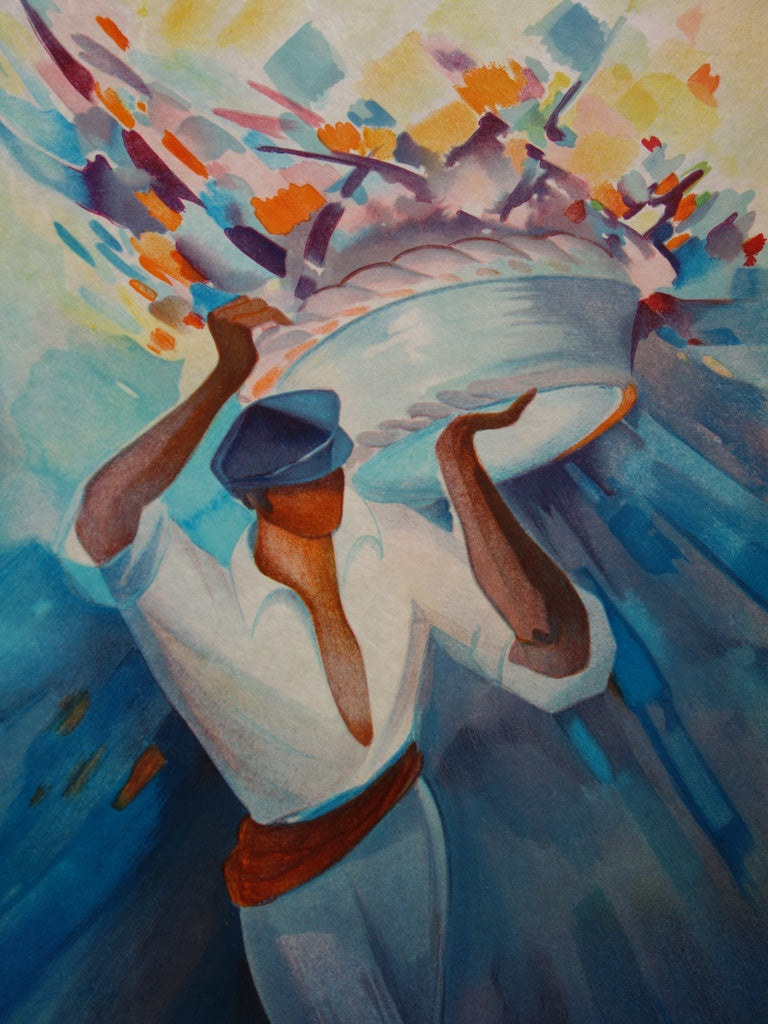 Janick LEDERLE : Pannier fantastique - Lithographie (détail)